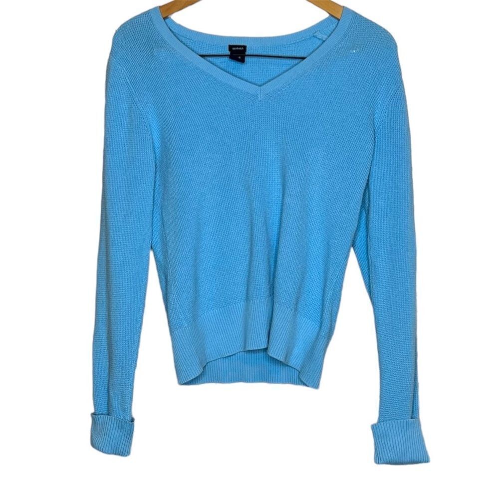 GAP gapstretch blue v neck sweater size Large